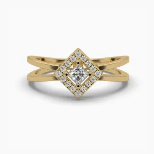 0.25ctw Princess and Round Lab Grown Diamond Split Shank Fashion Ring | 14k Gold