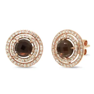 0.53ct Diamond & 1.66ct Smokey Topaz 14k Rose Gold Earring