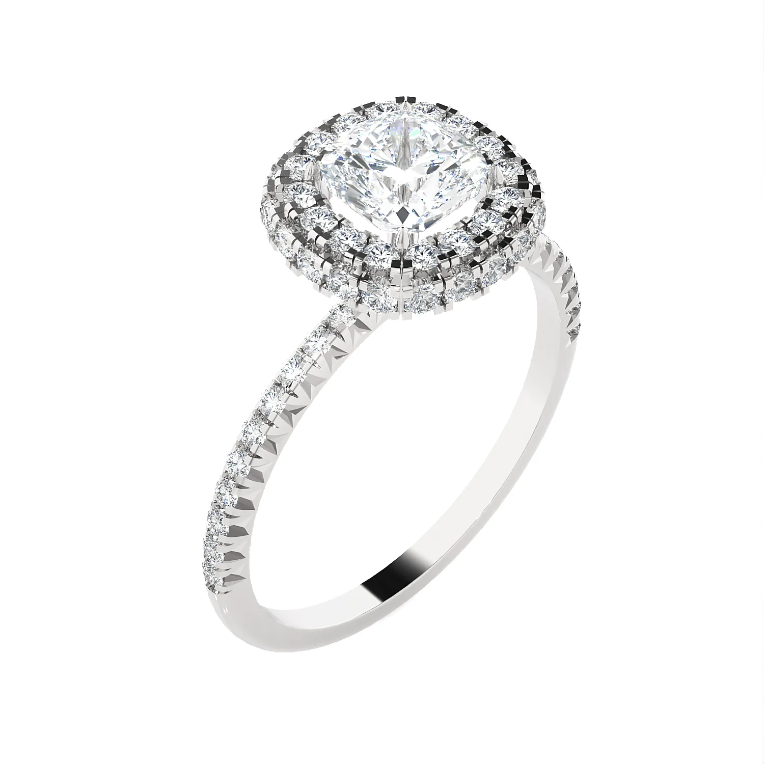 1 5/8 ctw Round Lab Grown Diamond Halo Engagement Ring