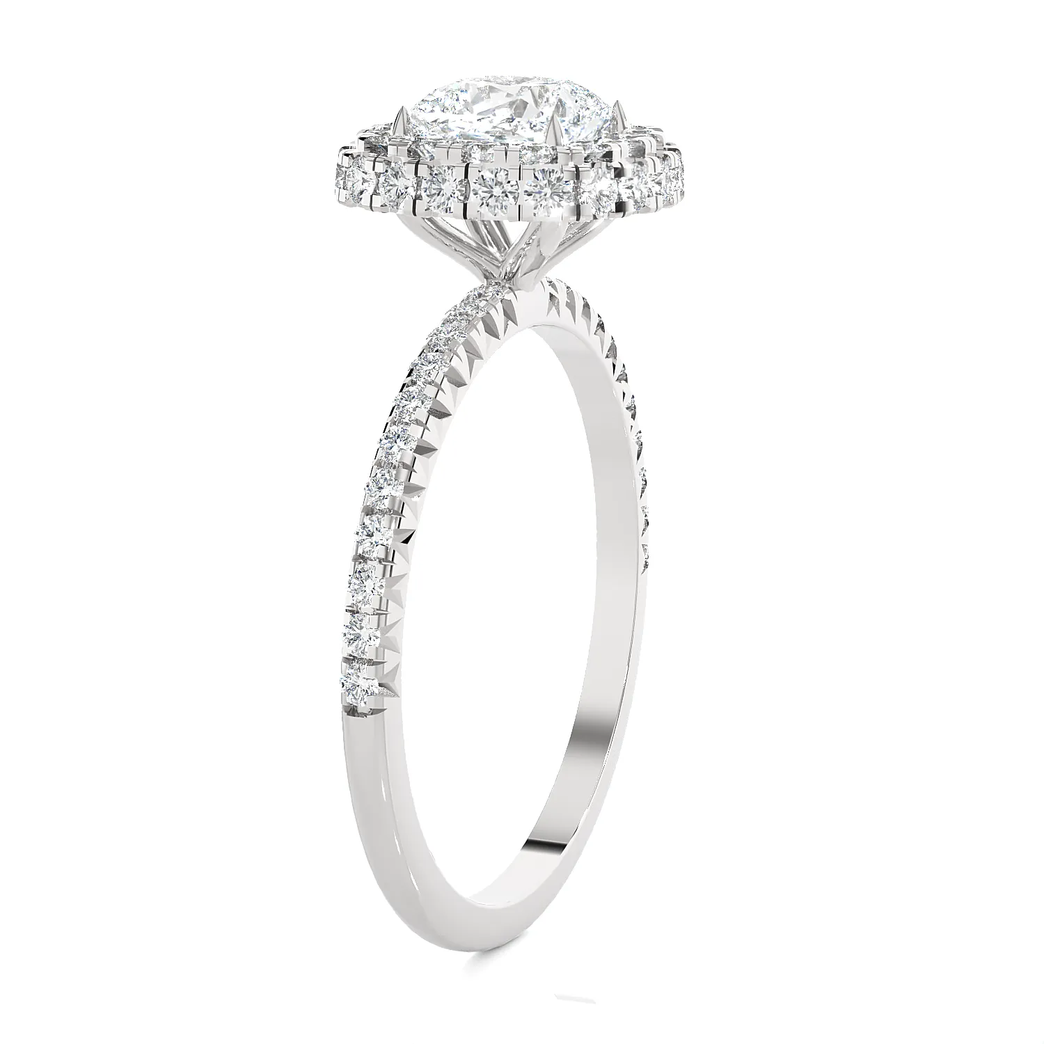 1 5/8 ctw Round Lab Grown Diamond Halo Engagement Ring