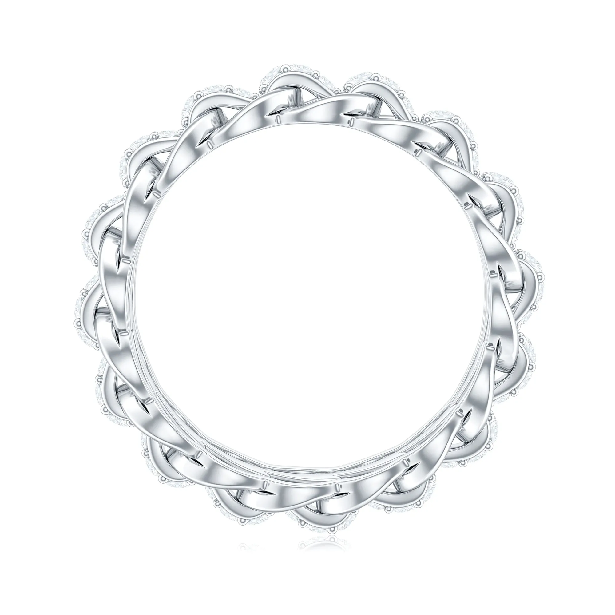 1 CT Moissanite Unique Eternity Chain Link Ring