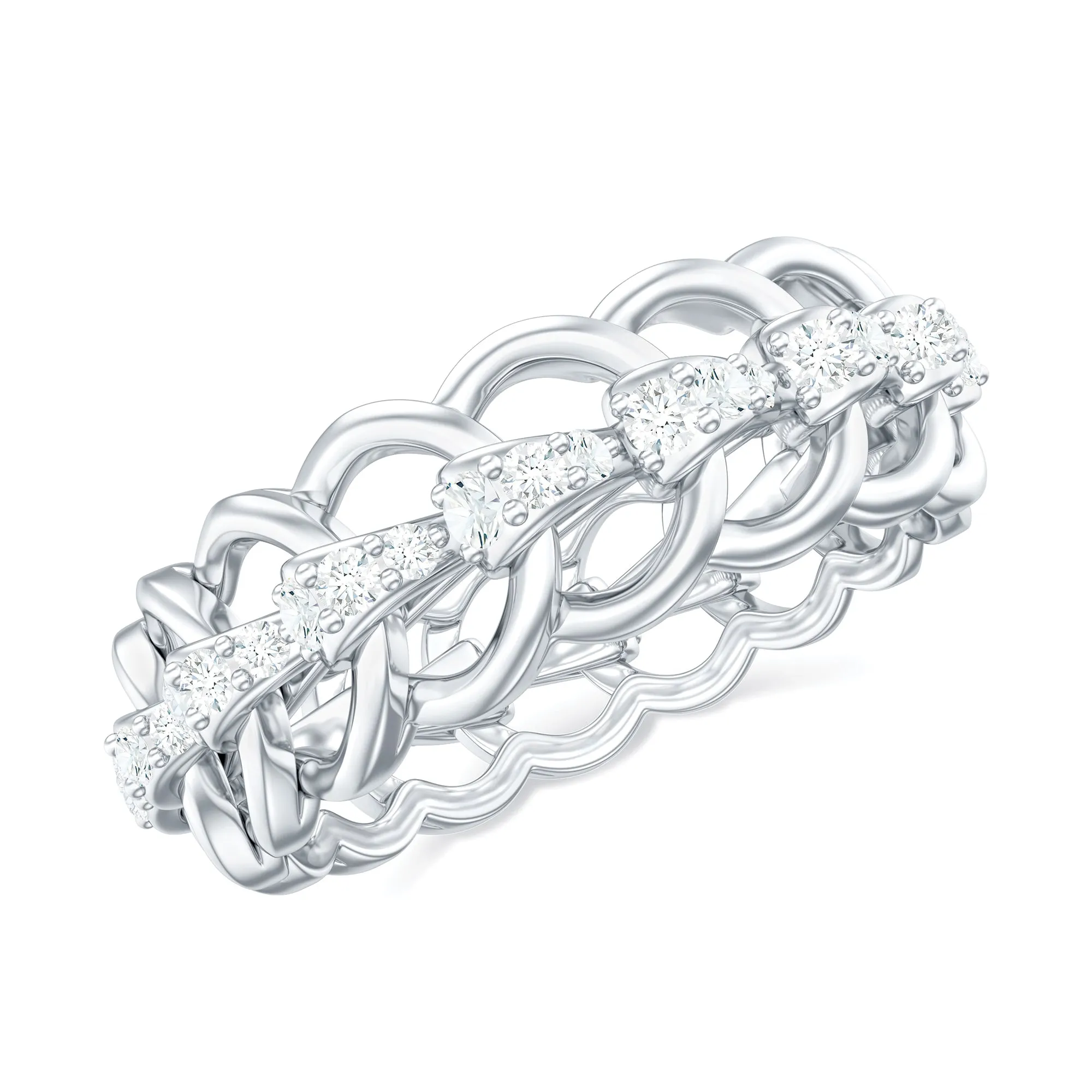 1 CT Moissanite Unique Eternity Chain Link Ring