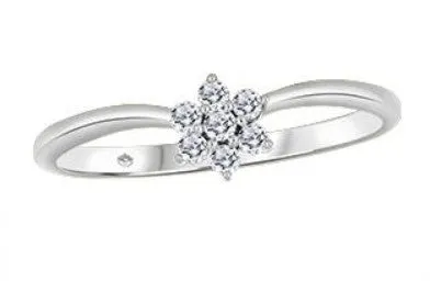 10K White Gold "Flower" Ring with Diamonds