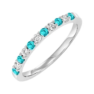 10Kt White Gold Diamond 1/5Ctw & Aquamarine 1/6Ctw Ring