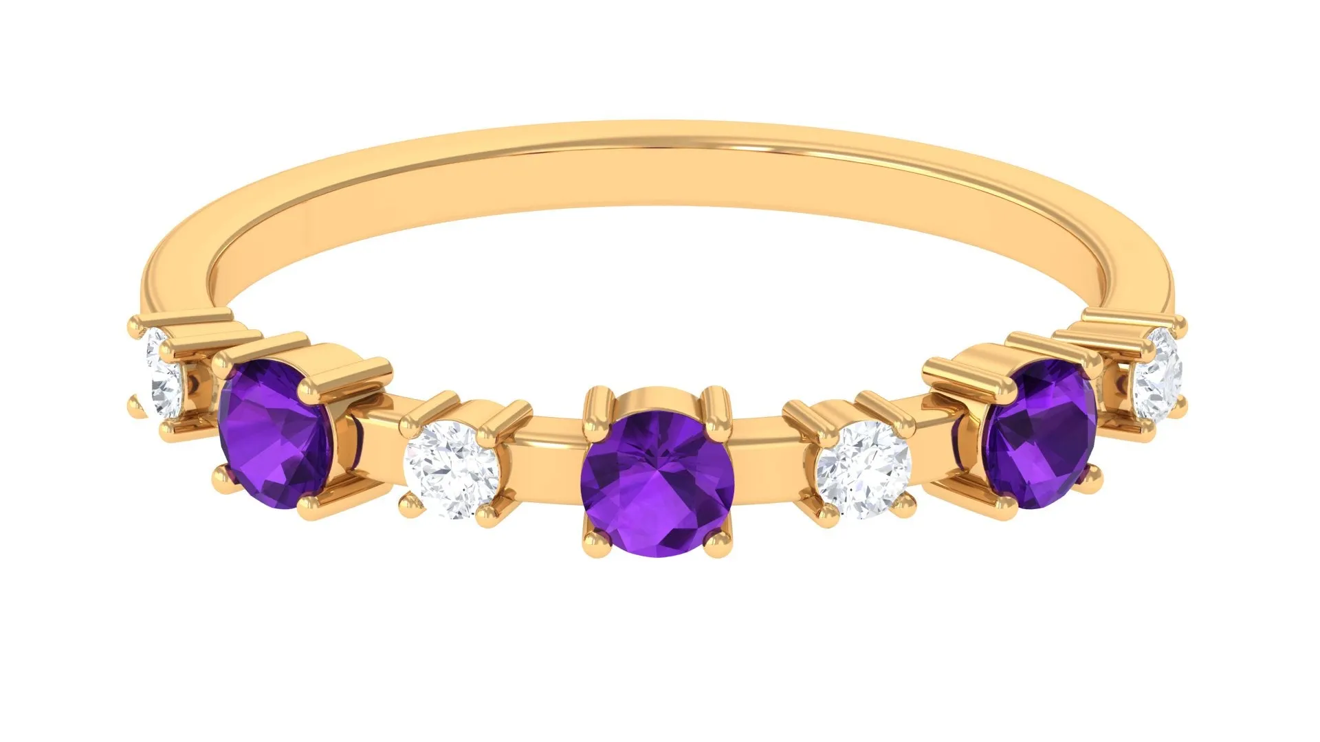 1/2 CT Amethyst and Diamond Half Eternity Ring