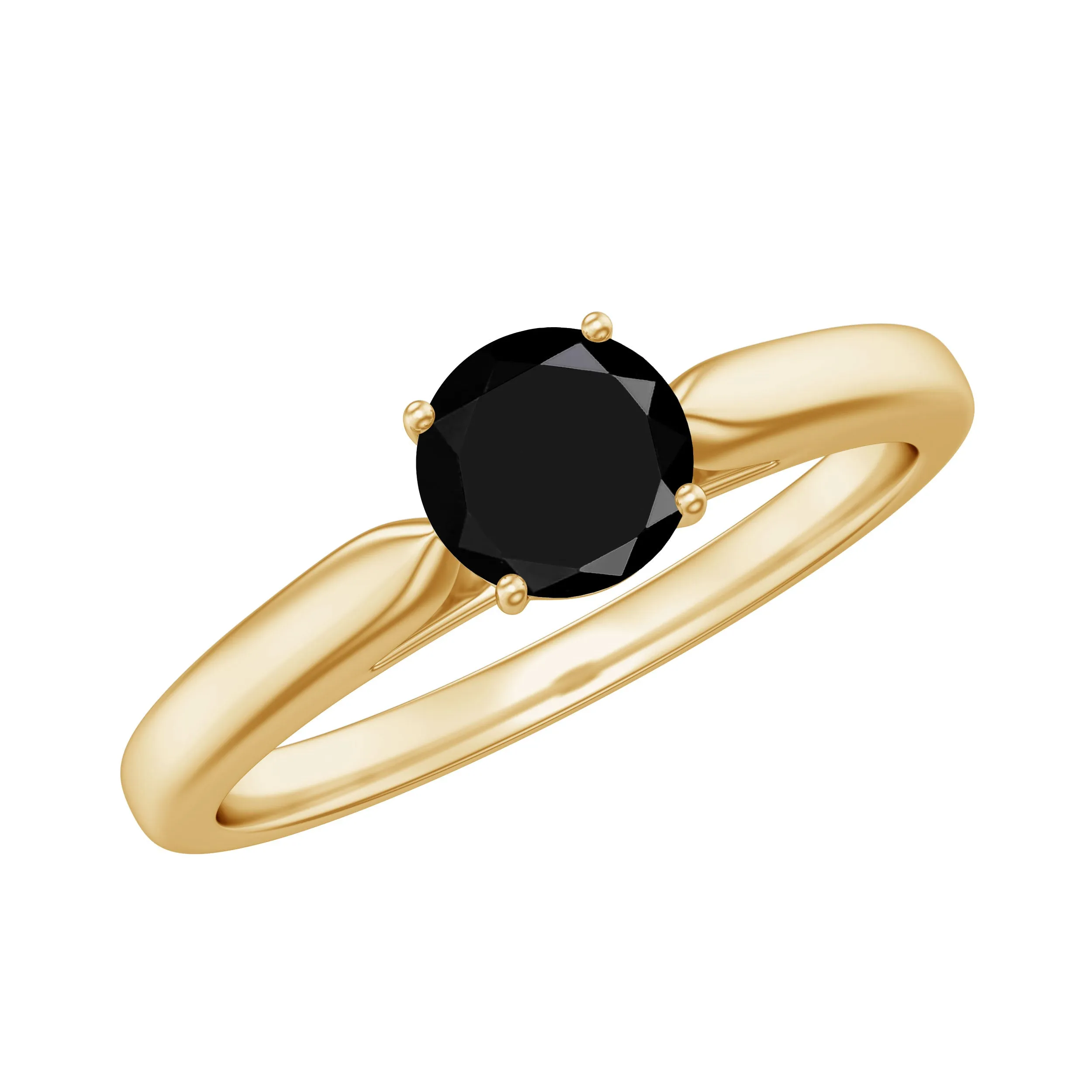 1/2 CT Cathedral Solitaire Ring with Black Diamond