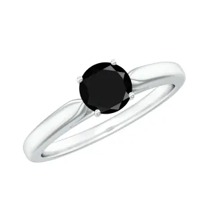 1/2 CT Cathedral Solitaire Ring with Black Diamond