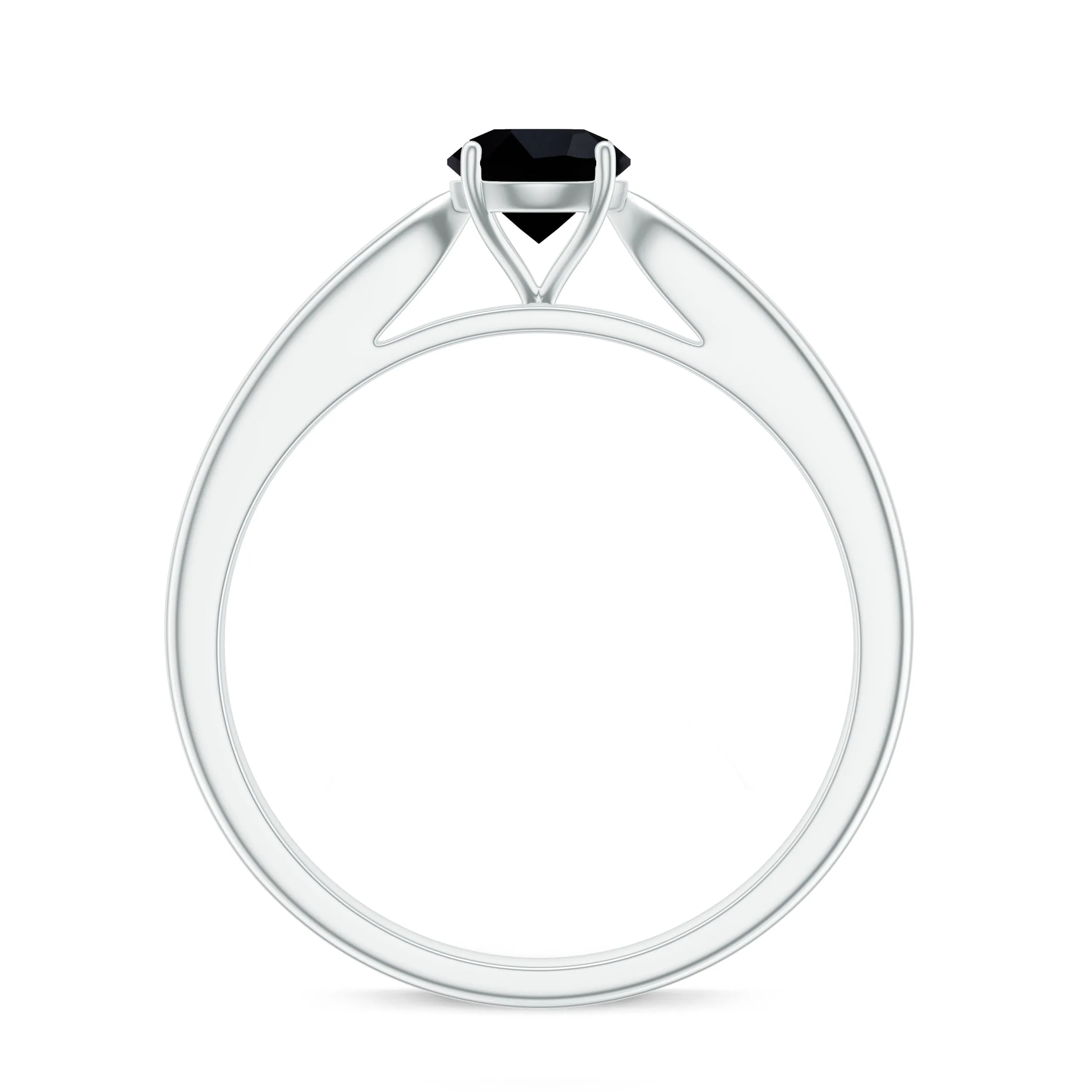 1/2 CT Cathedral Solitaire Ring with Black Diamond