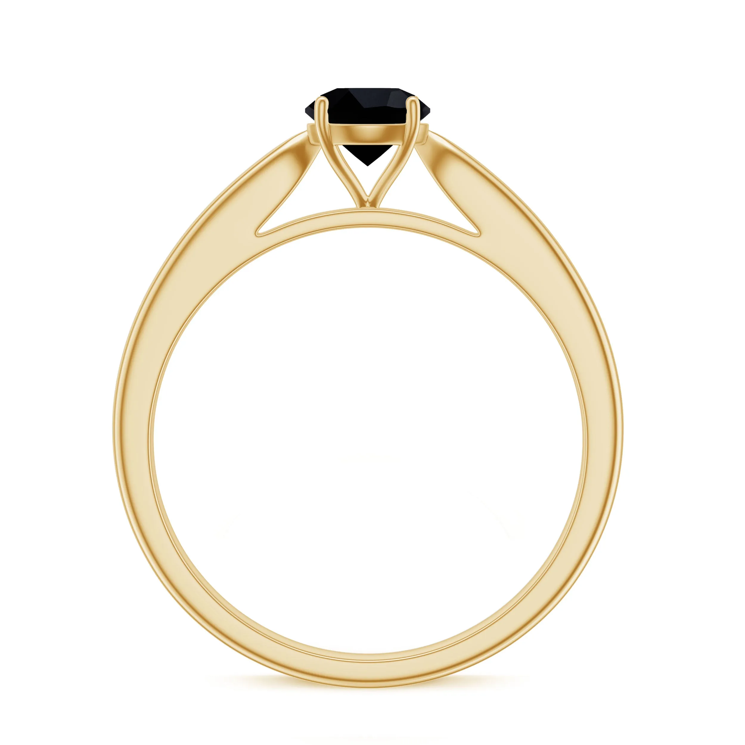 1/2 CT Cathedral Solitaire Ring with Black Diamond