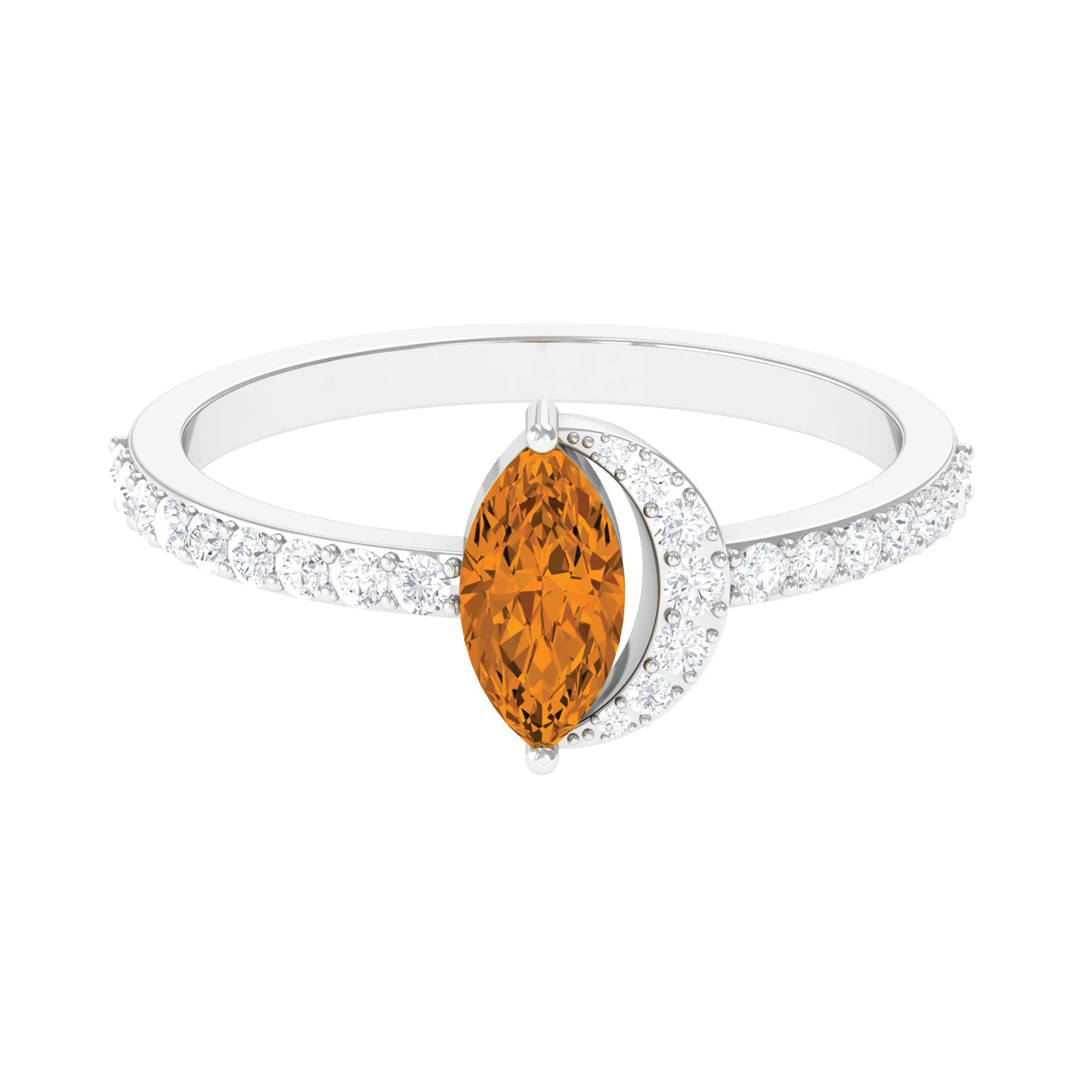 1.25 CT Marquise Cut Citrine Minimal Ring with Diamond Accent