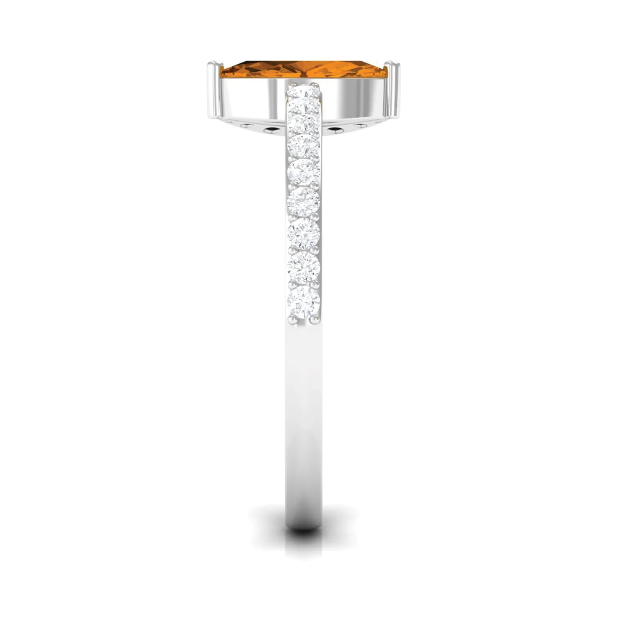 1.25 CT Marquise Cut Citrine Minimal Ring with Diamond Accent