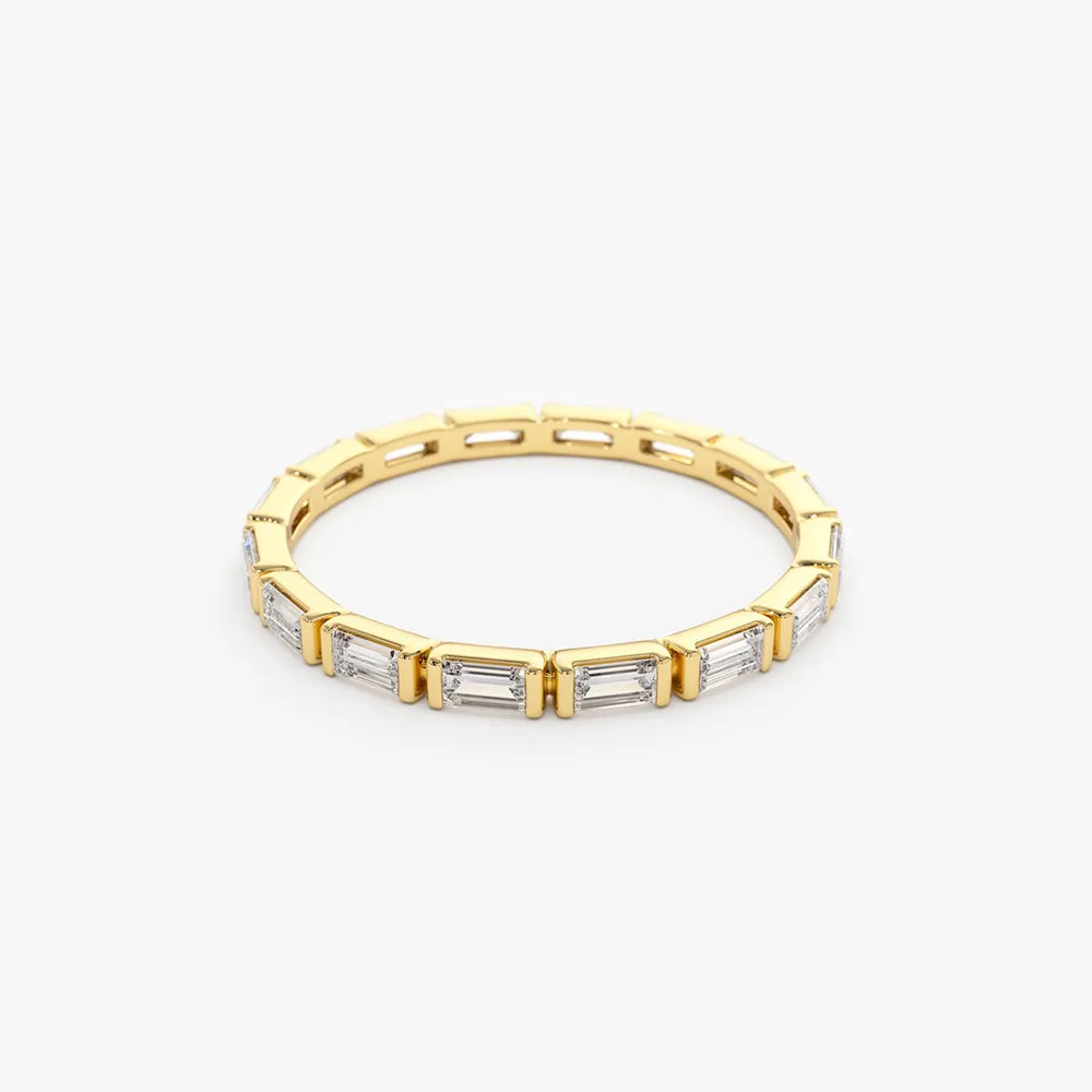 14k Bar Setting Baguette Diamond Eternity Ring