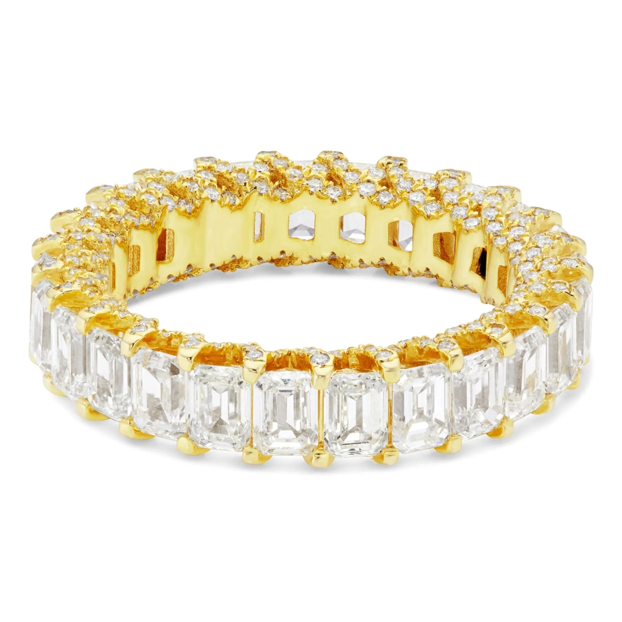 14K Gold 5.30ct VVS Emerald Diamond Eternity Band