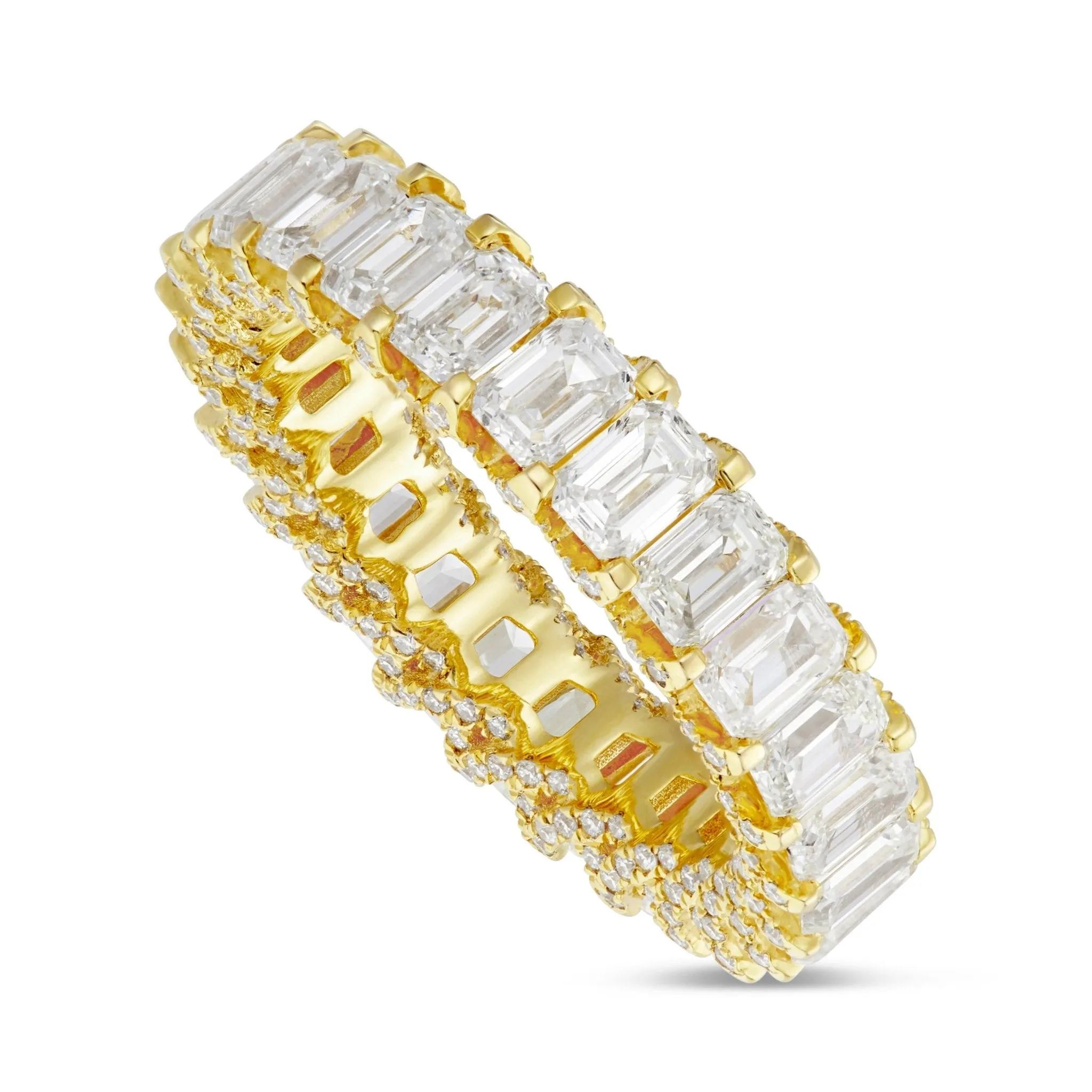 14K Gold 5.30ct VVS Emerald Diamond Eternity Band