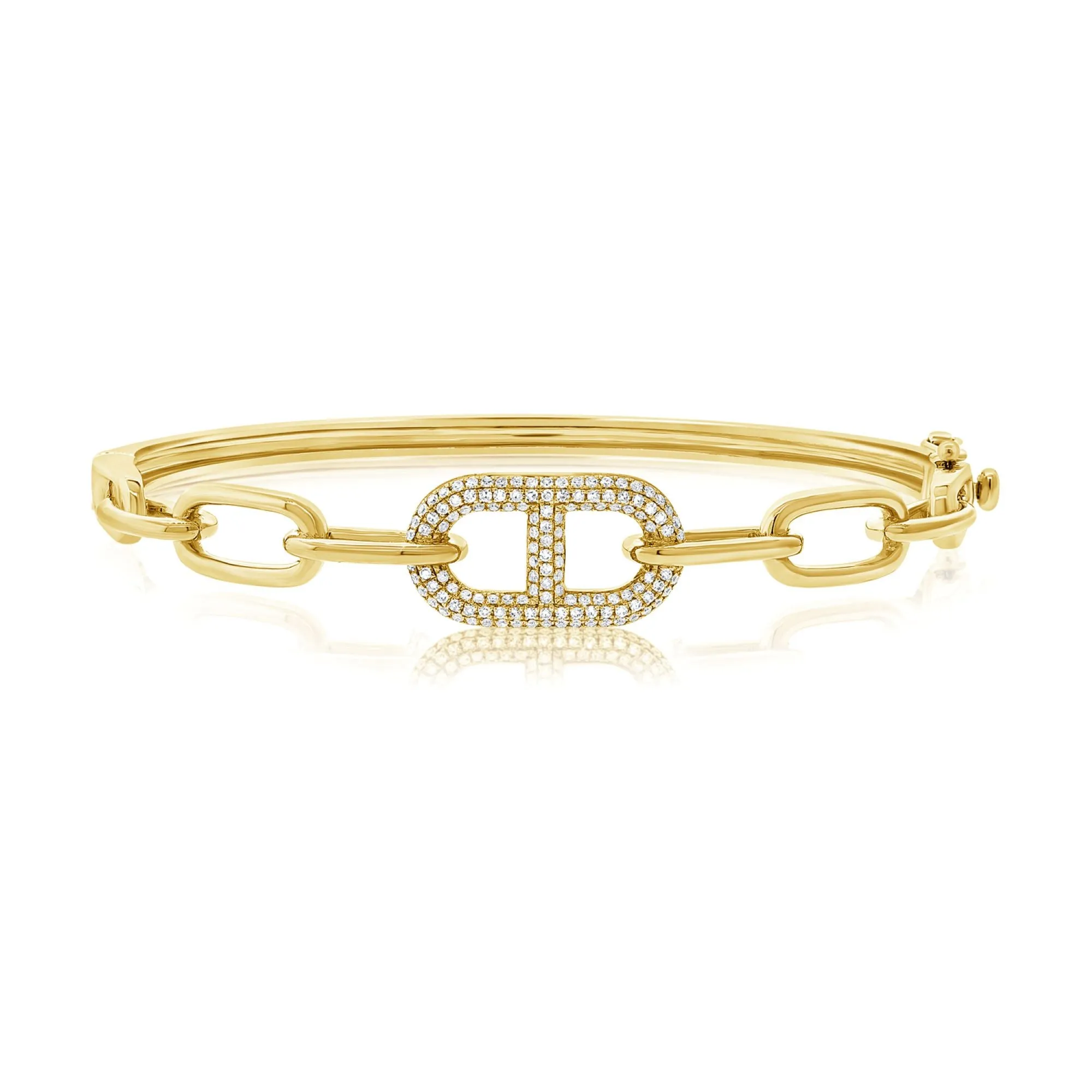 14K Gold & Diamond Link Bangle-= 0.43 ct.