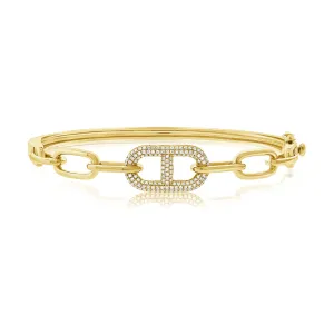 14K Gold & Diamond Link Bangle-= 0.43 ct.