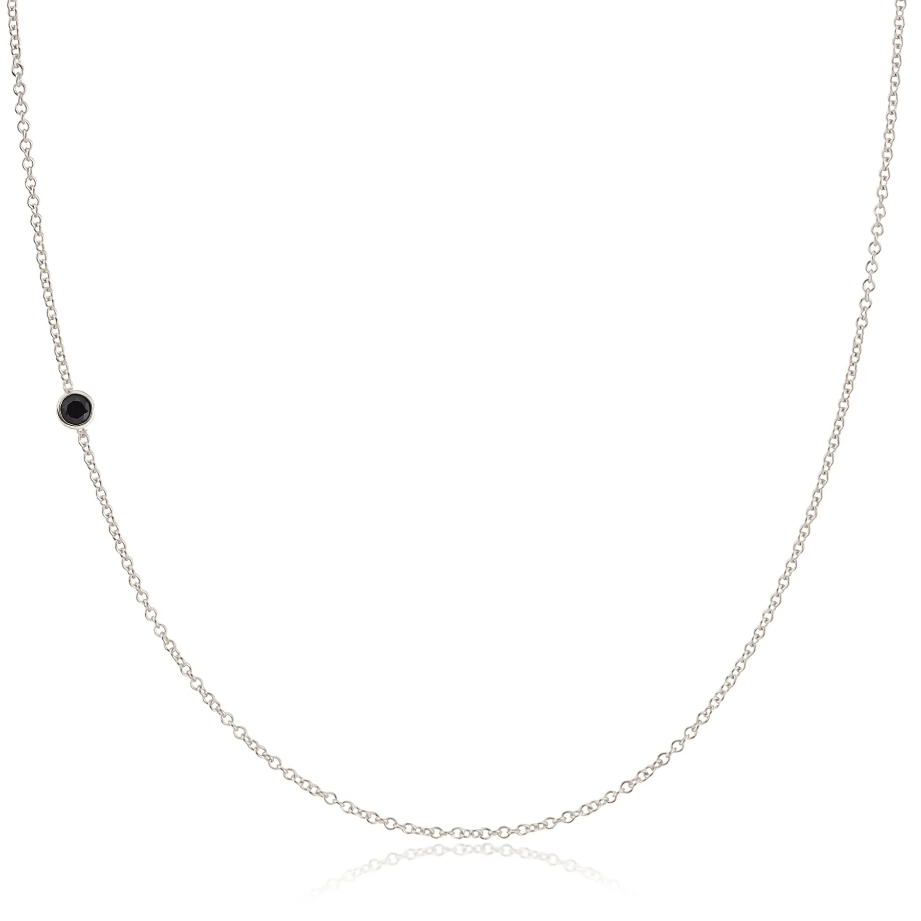 14K Gold Asymmetrical Birthstone Necklace - Onyx (August)