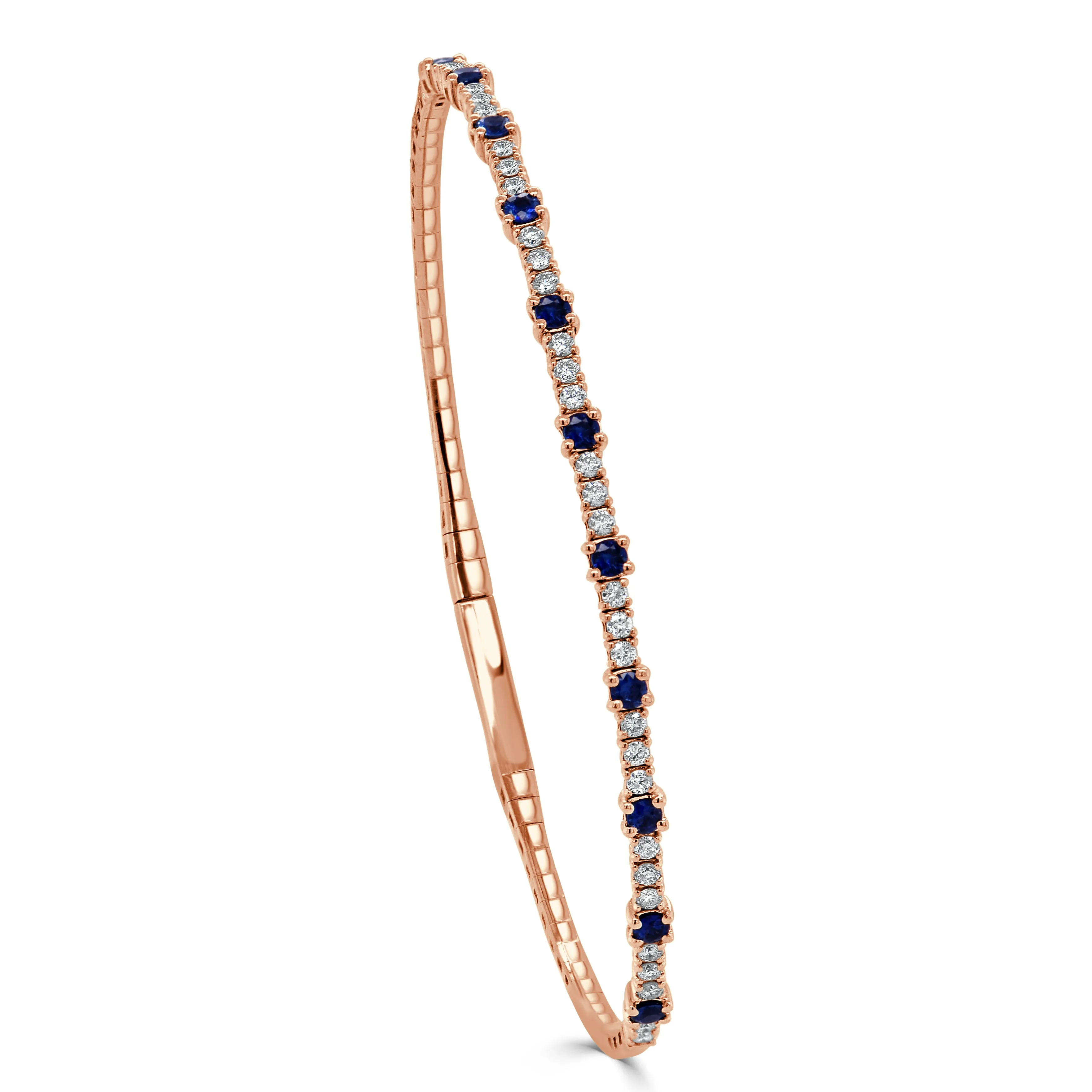 14K Gold Sapphire & Diamond Flexible Bangle