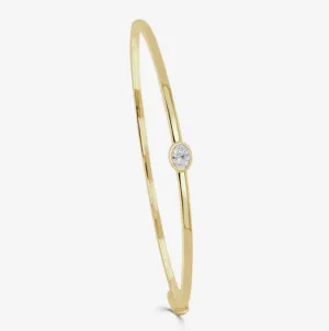 14k Gold Single Bezel Set Oval Cut Diamond Bangle Bracelet