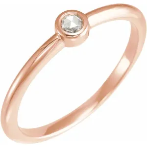 14K Rose Gold .06 CT Rose-Cut Natural Diamond Stackable Ring