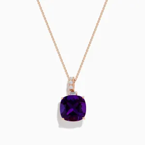 14K Rose Gold Amethyst and White Sapphire Pendant