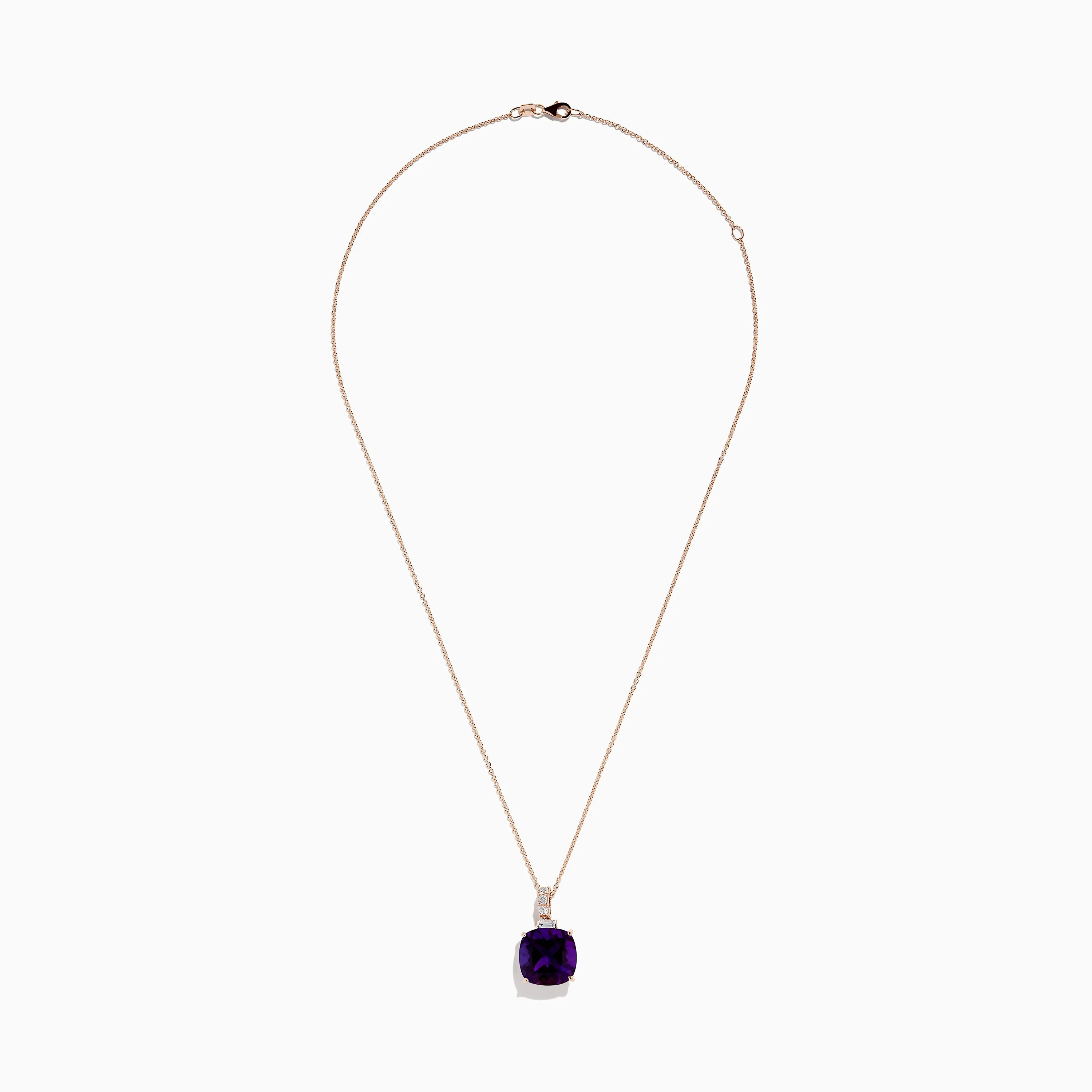 14K Rose Gold Amethyst and White Sapphire Pendant