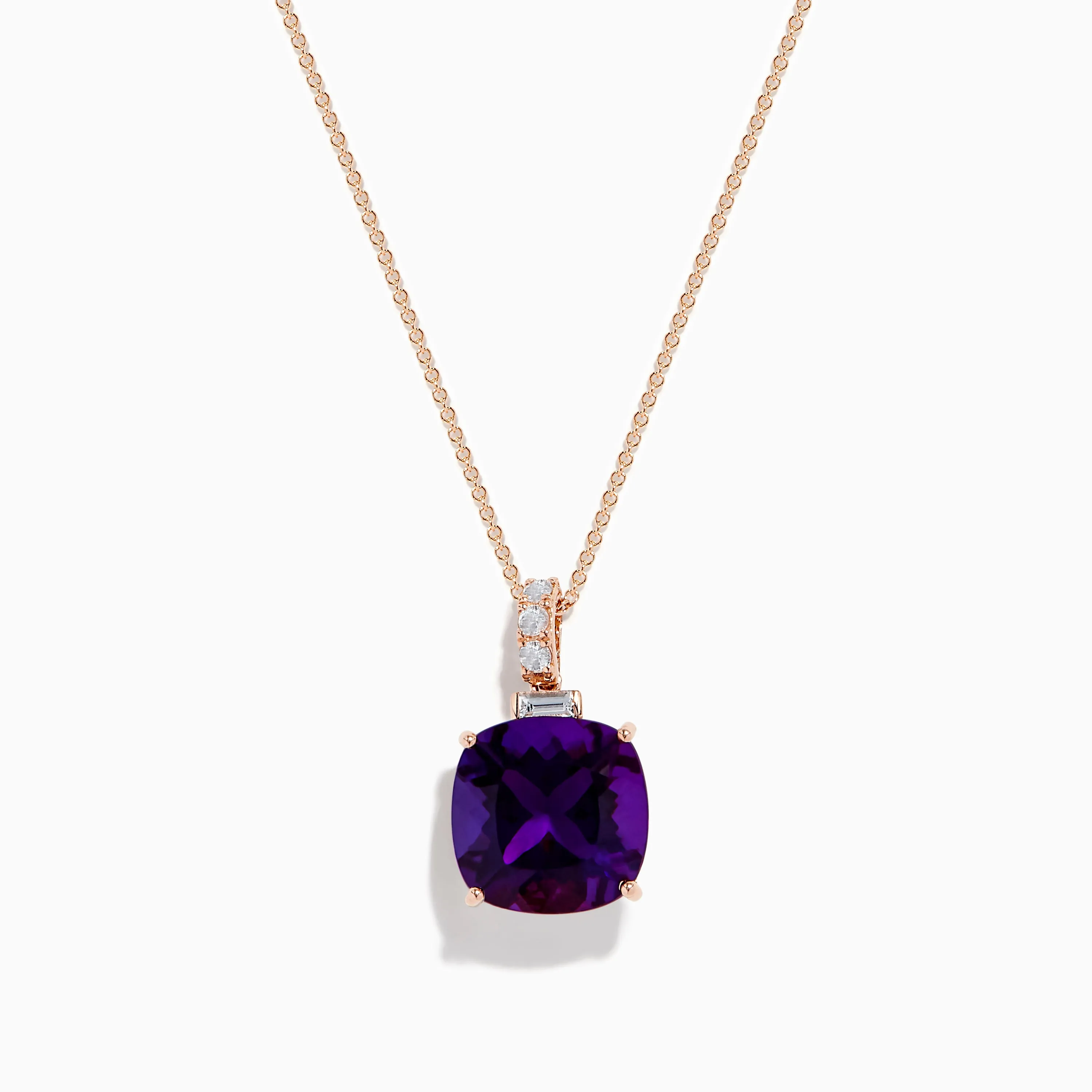 14K Rose Gold Amethyst and White Sapphire Pendant