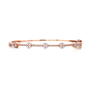 14K Rose Gold Diamond Cluster Station Bangle