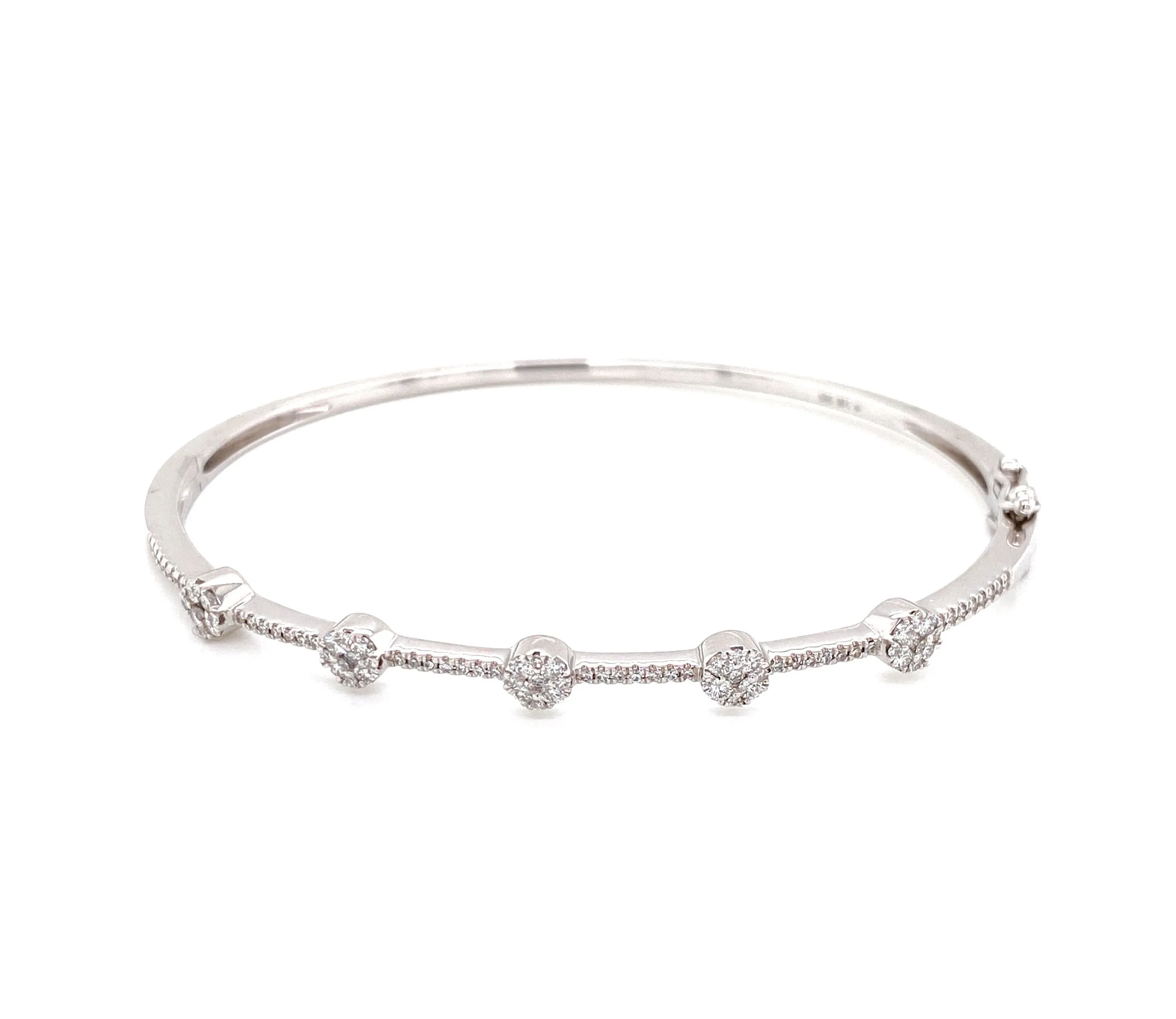 14K Rose Gold Diamond Cluster Station Bangle