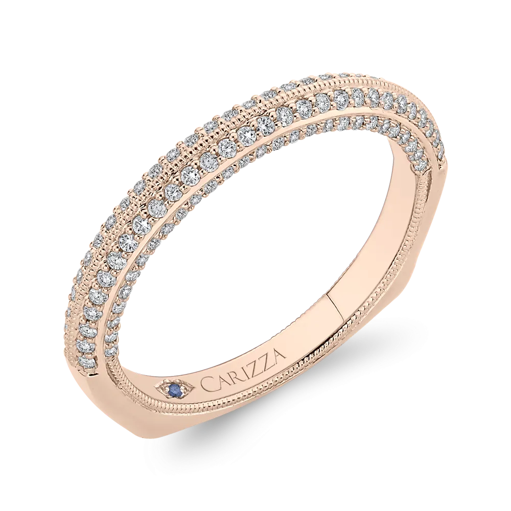 14K Rose Gold Round Diamond Half Eternity Wedding Band