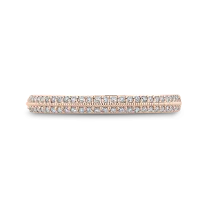 14K Rose Gold Round Diamond Half Eternity Wedding Band