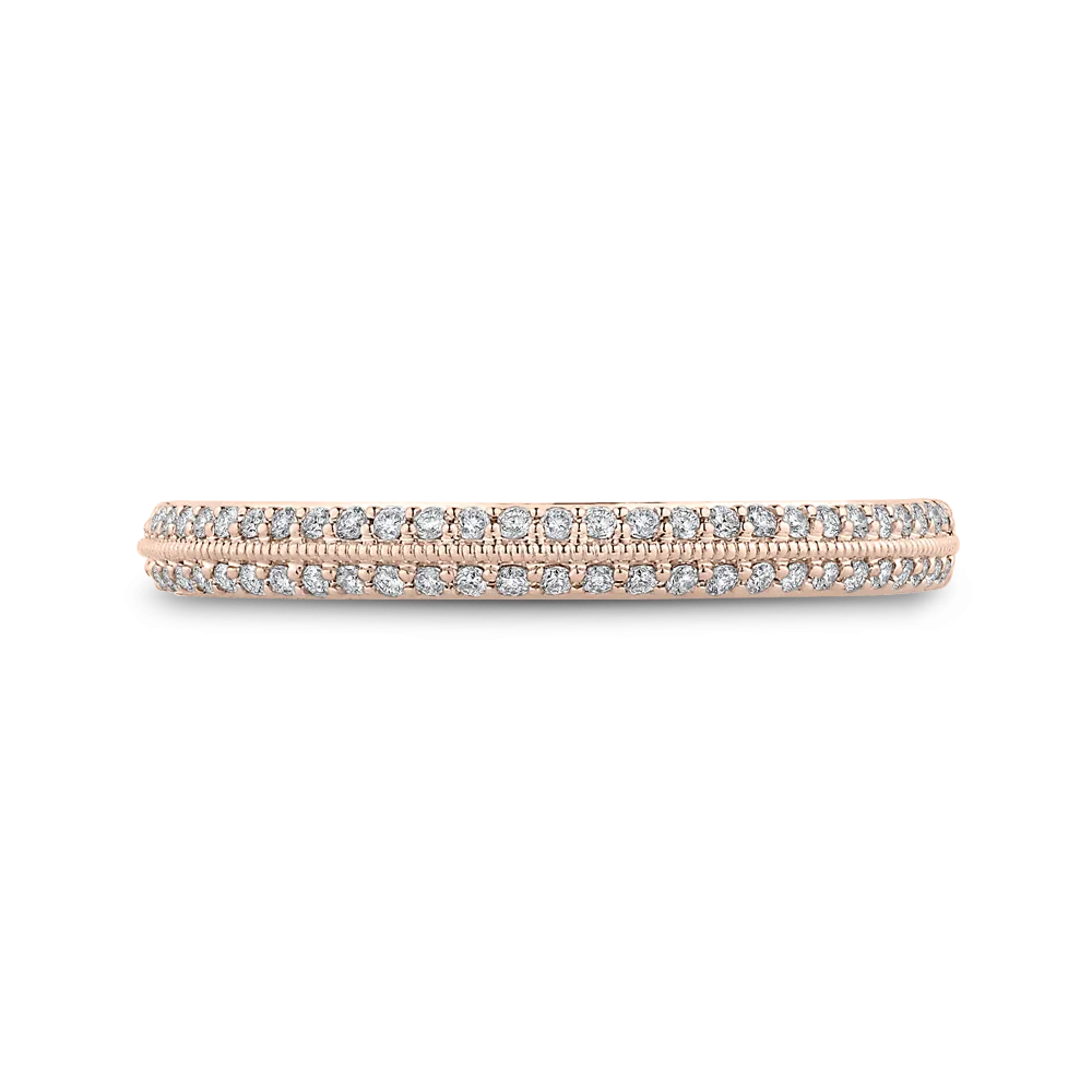 14K Rose Gold Round Diamond Half Eternity Wedding Band