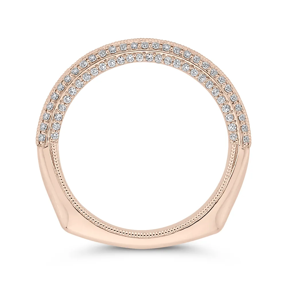 14K Rose Gold Round Diamond Half Eternity Wedding Band