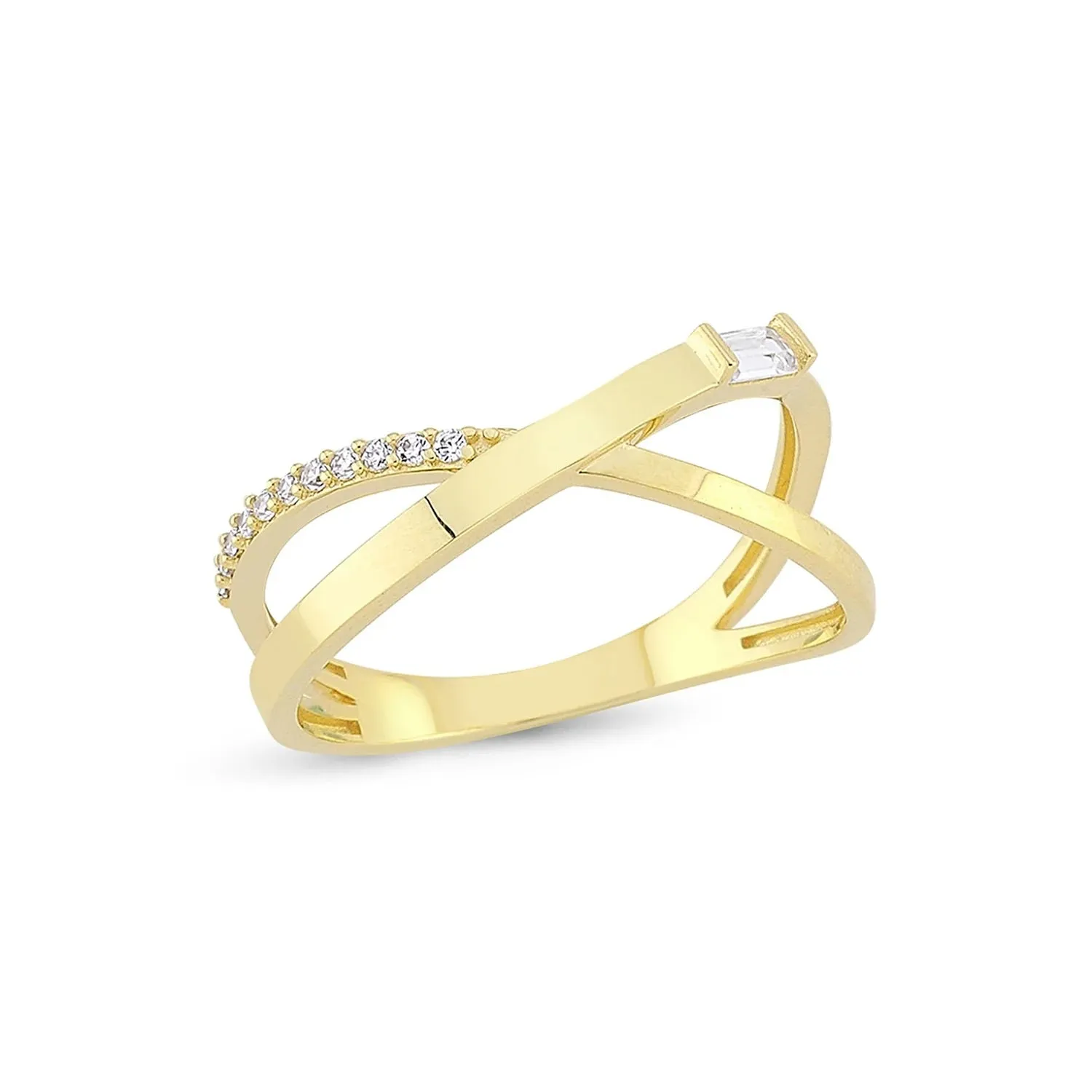 14K Solid Gold Cabaret Baguette Ring