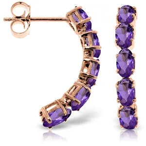 14K Solid Rose Gold Natural Amethyst Earrings