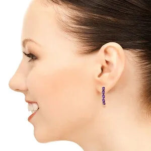 14K Solid Rose Gold Natural Amethyst Earrings