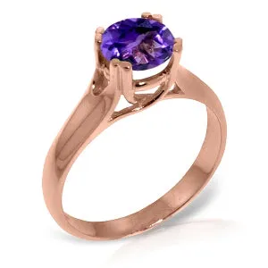 14K Solid Rose Gold Solitaire Ring Natural Purple Amethyst Jewelry