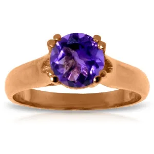 14K Solid Rose Gold Solitaire Ring Natural Purple Amethyst Jewelry