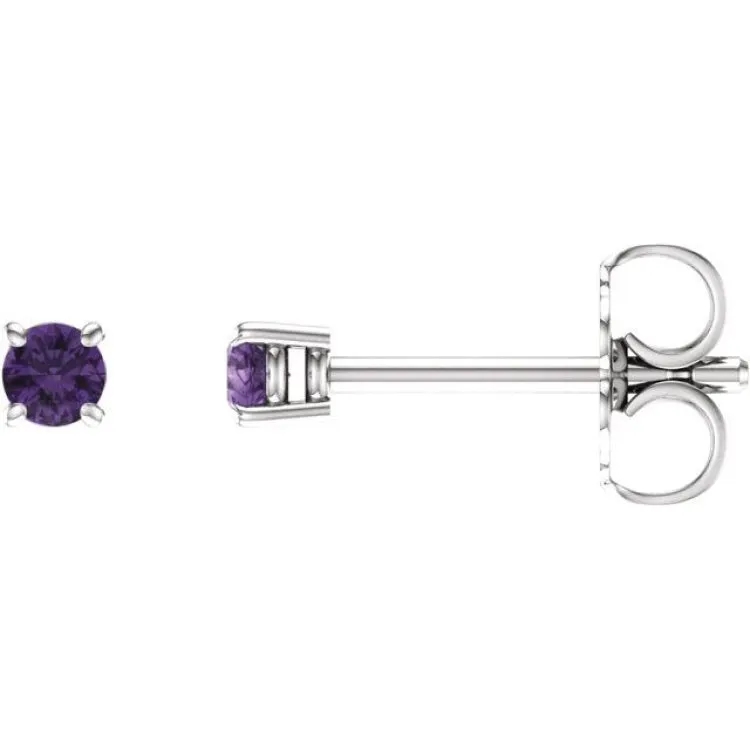 14K White 2.5 mm Natural Amethyst Stud Earrings