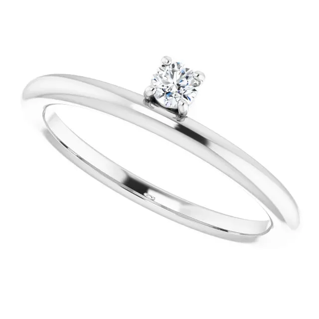 14K White Gold 1/10 CT Lab-Grown Diamond Stackable Ring