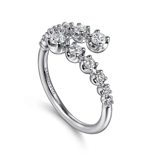 14K White Gold Diamond Bypass Ring