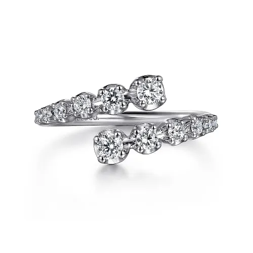 14K White Gold Diamond Bypass Ring