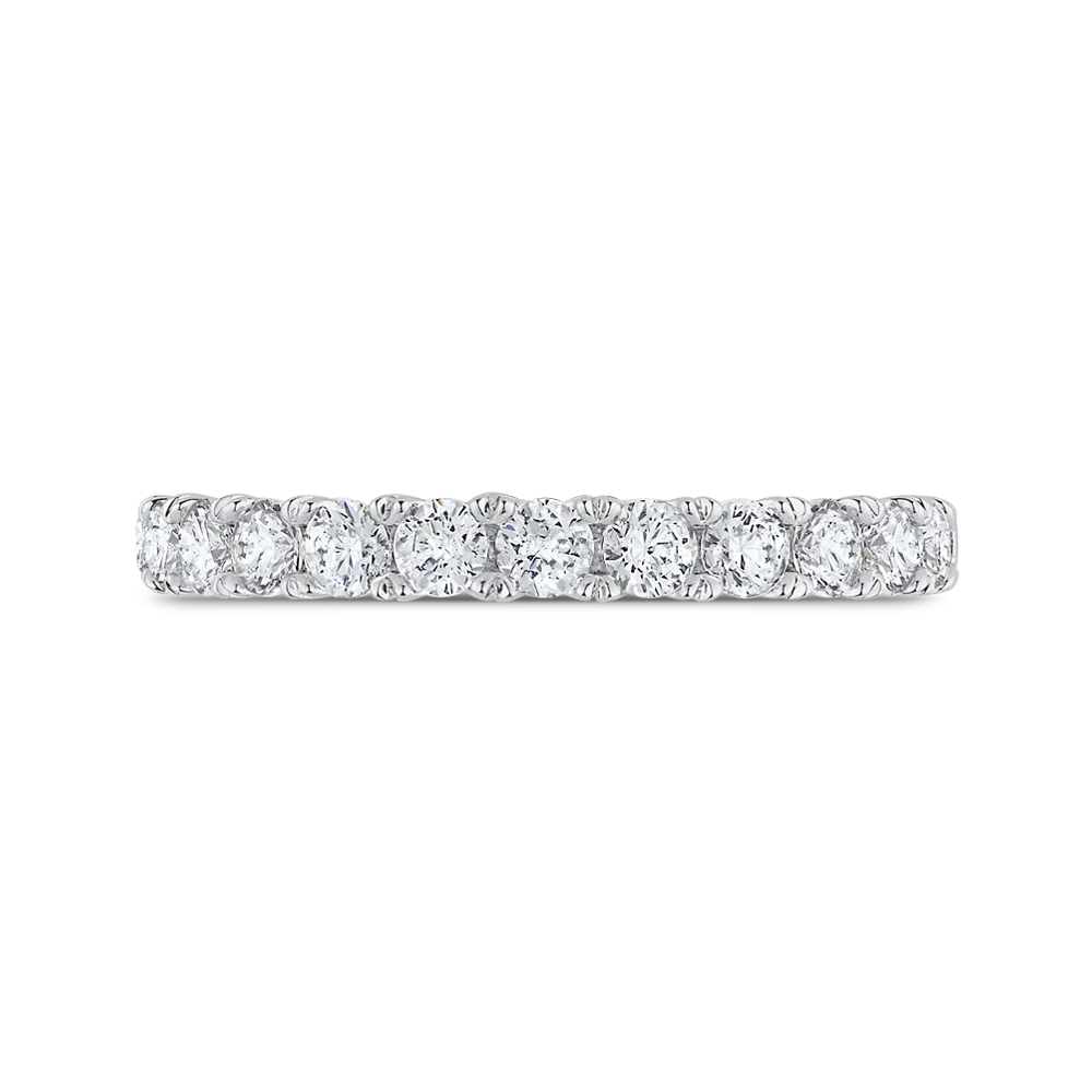 14K White Gold Half Eternity Round Diamond Wedding Band