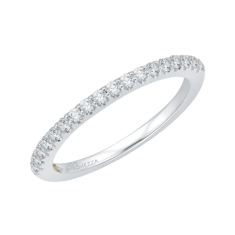 14K White Gold Round Diamond Half Eternity Wedding Band