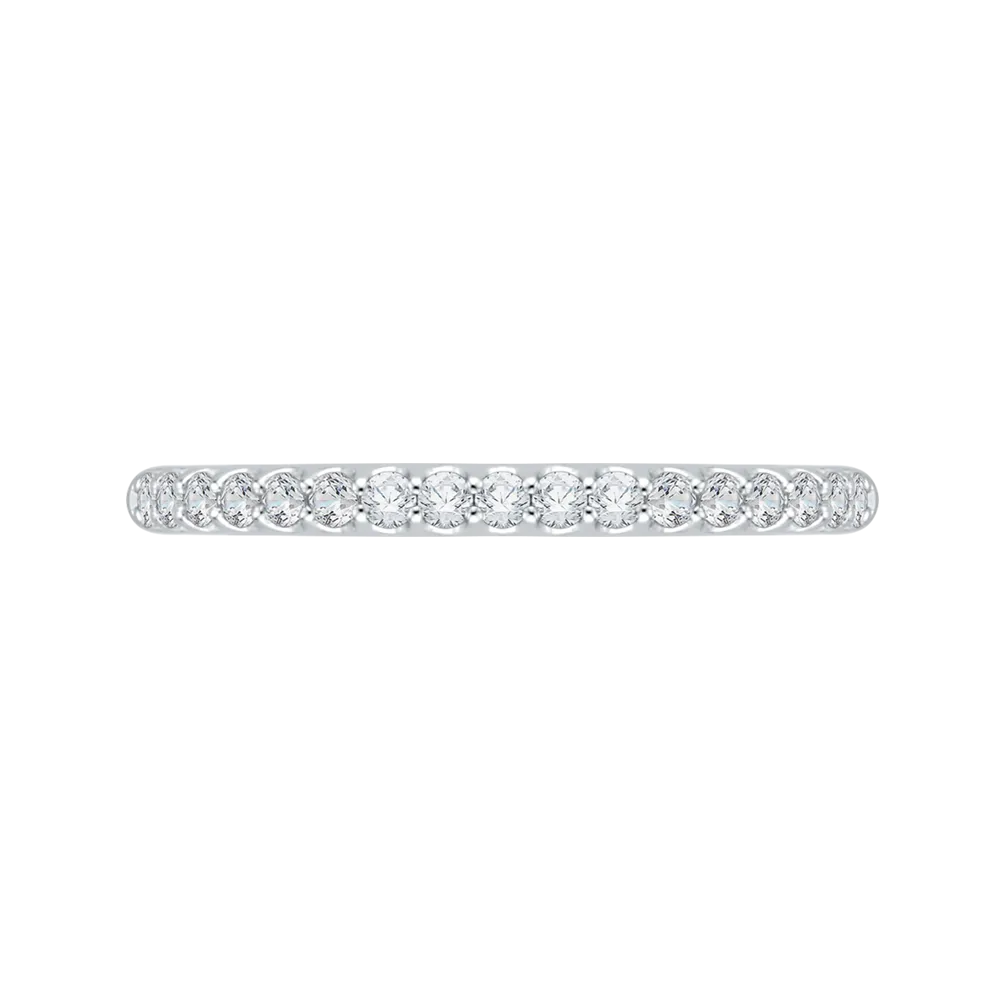 14K White Gold Round Diamond Half Eternity Wedding Band