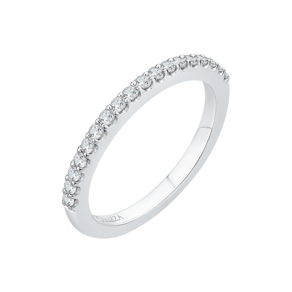 14K White Gold Round Diamond Half Eternity Wedding Band