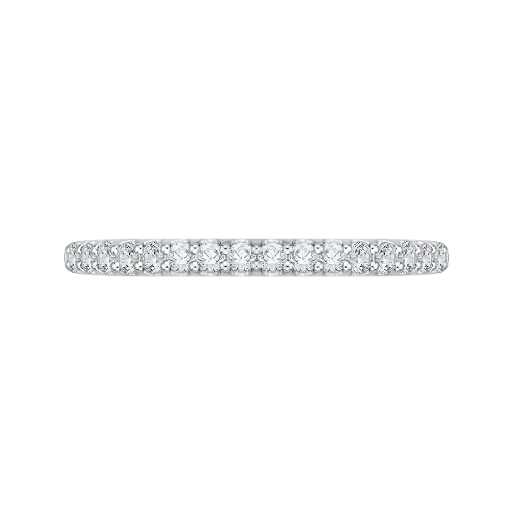 14K White Gold Round Diamond Half Eternity Wedding Band