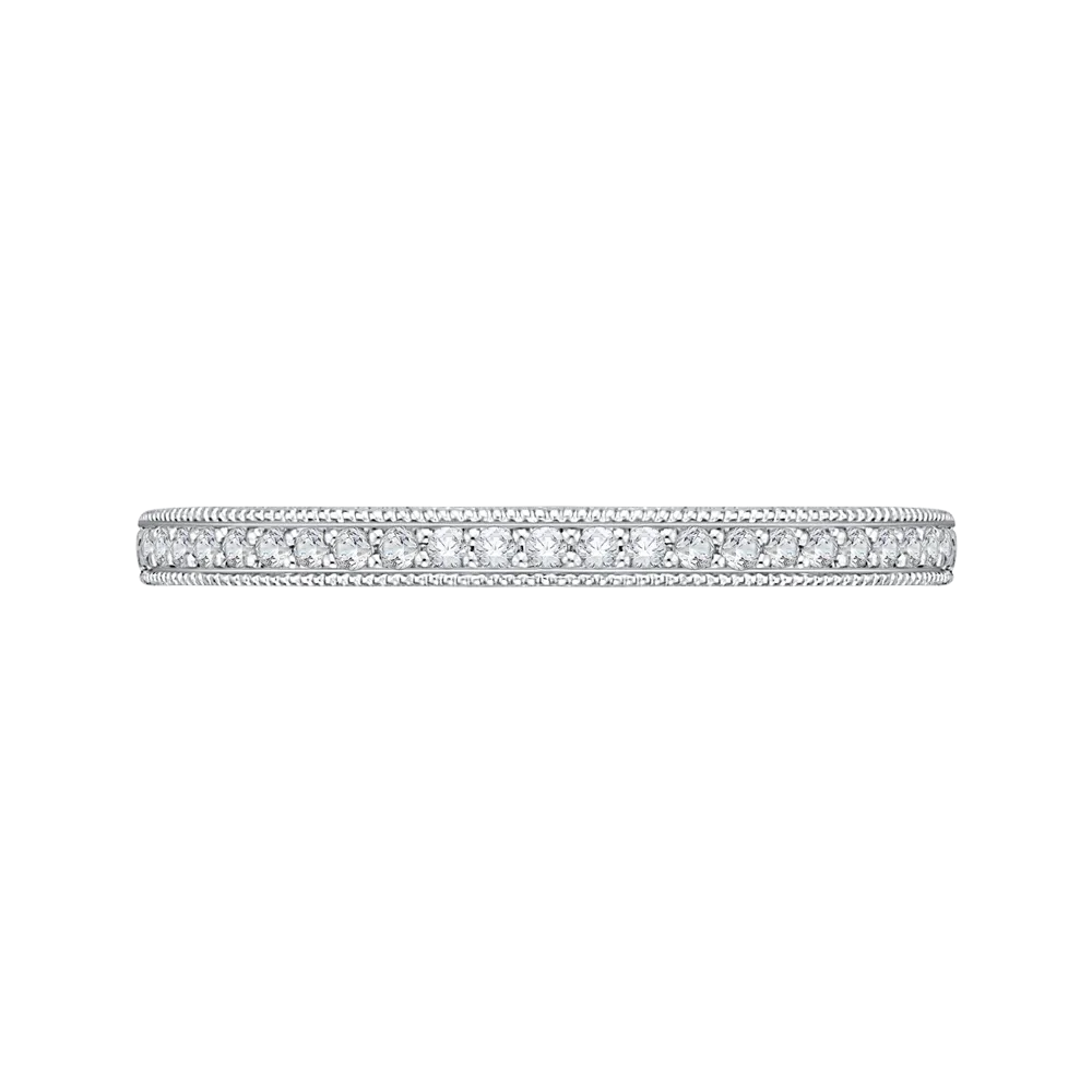 14K White Gold Round Diamond Half Eternity Wedding Band