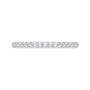 14K White Gold Round Diamond Half Eternity Wedding Band