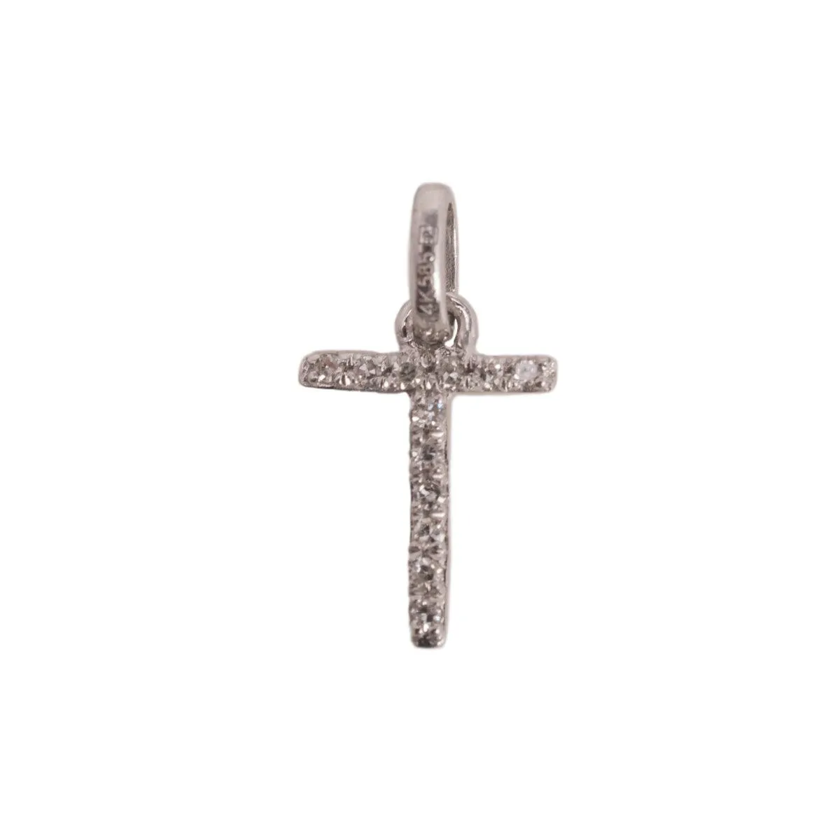 14K White Letter T Diamond Charm 4pts 8mm